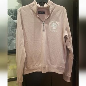 Abercrombie & Fitch Fleece Quarter Zip Womens Mock Neck Pink NY Sweatshirt Large